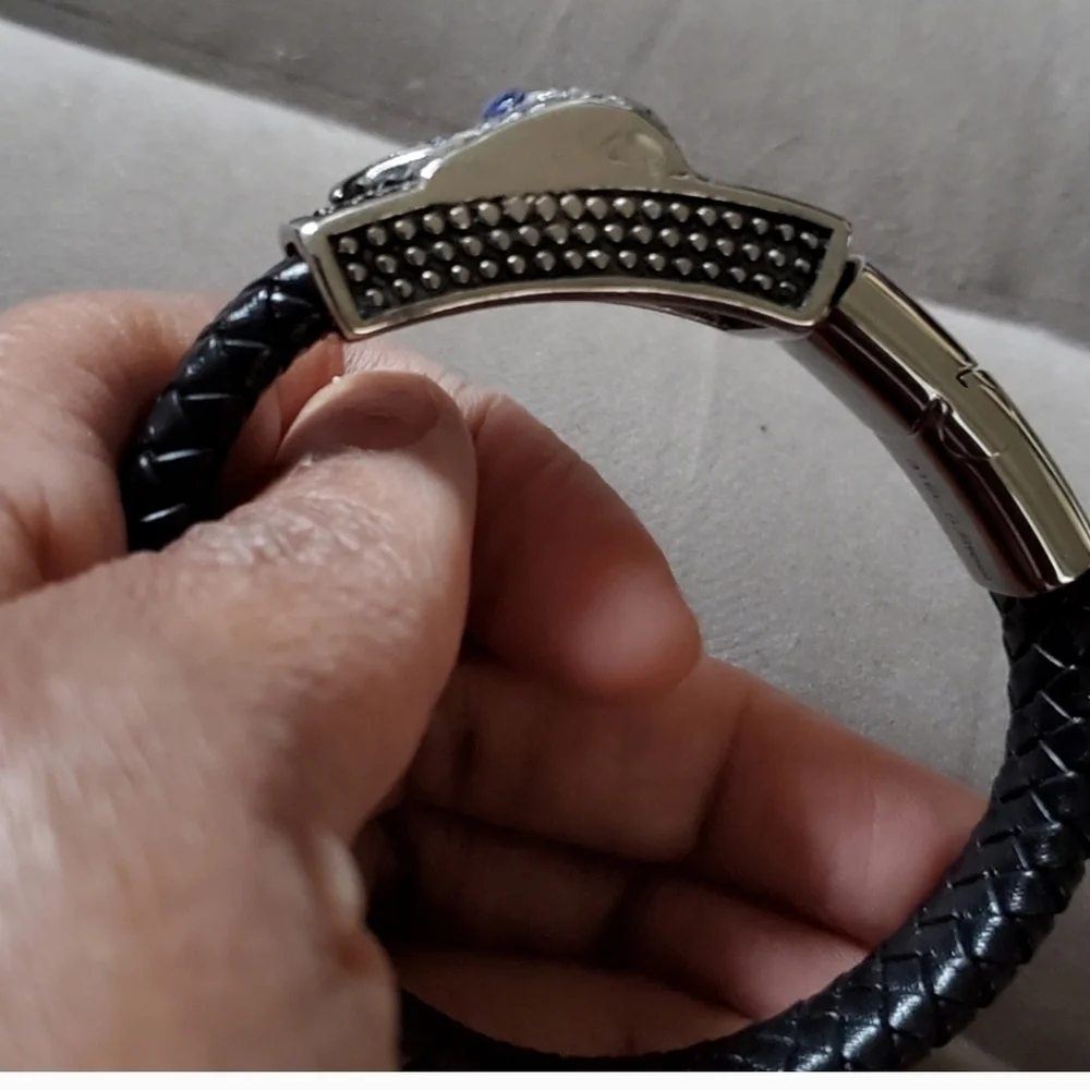 Genuine Leather Stainless Steel Tanzanite Eagle Bracelet